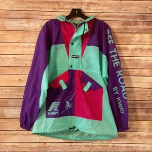 Rare vtg Vintage K-Way color block rain jacket